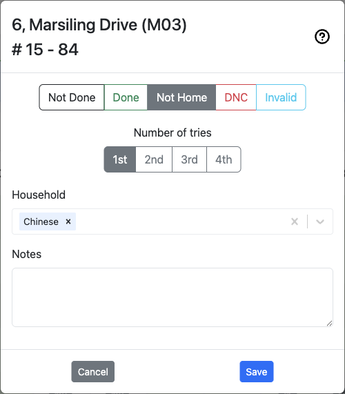 Address Not Home Status