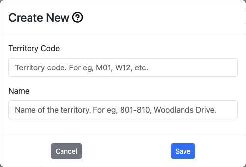 Create New Territory