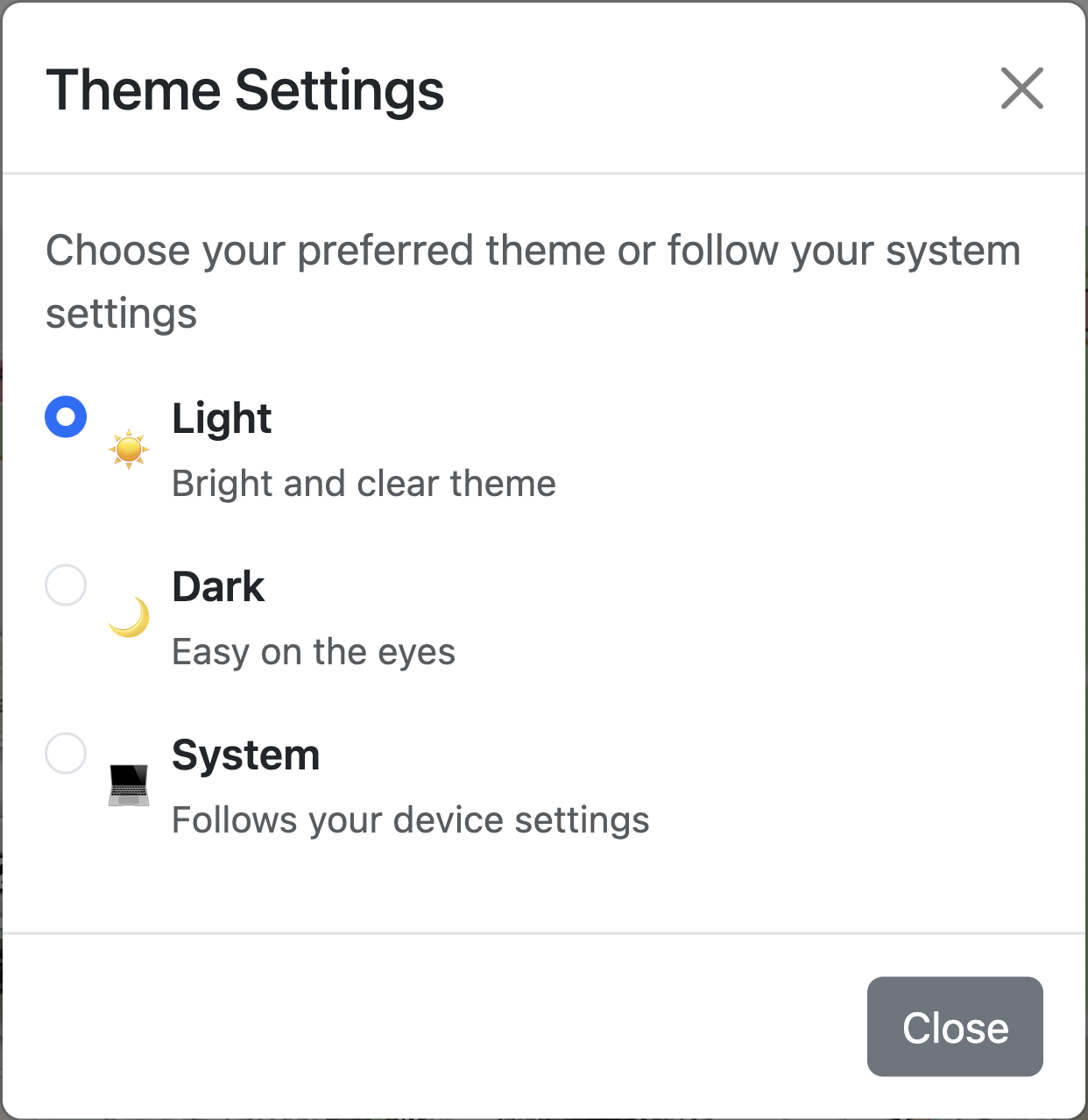 Dark Light Theme Settings